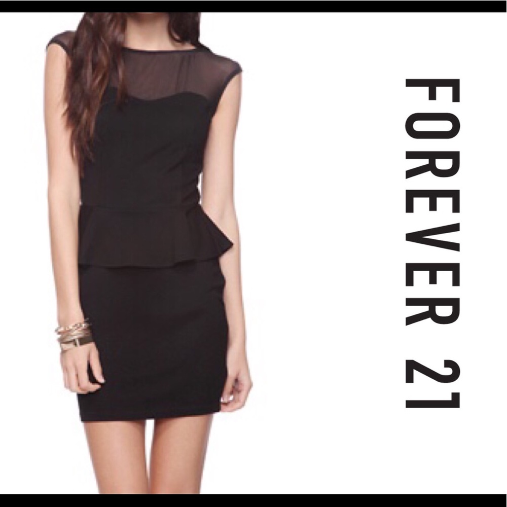 Forever 21 Large Black peplum body-con dress